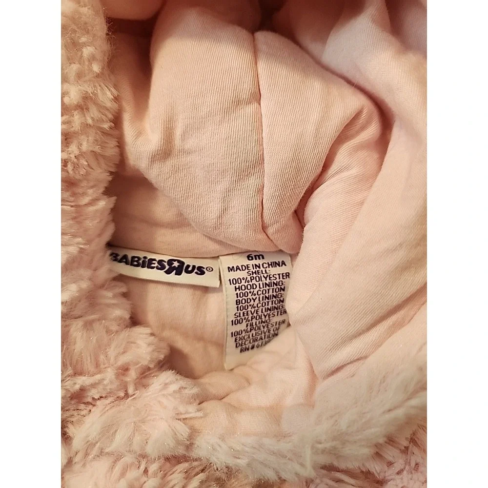Infant Babies R Us Pink Bunny Faux Fur‎ Pram Snowsuit 6M
